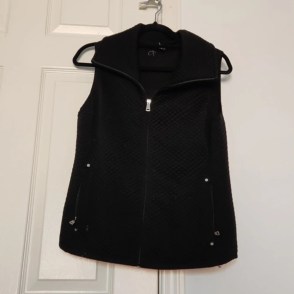 Lauren Ralph Lauren Black Quilted Corduroy Sleveless Vest sz Medium